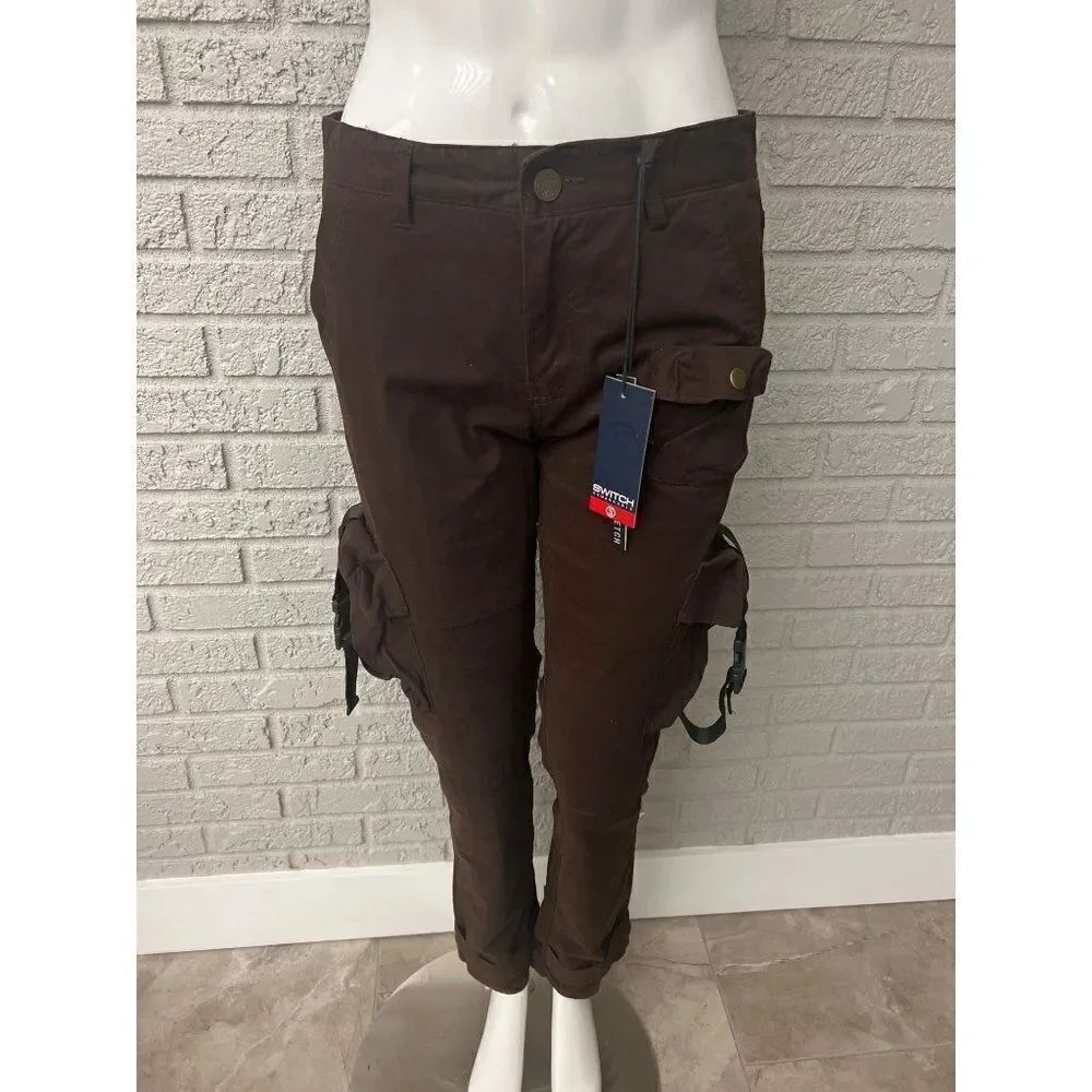 Switch Remarkable Brown Parachute, Slim Taper Fit Stretch Pant Size 18